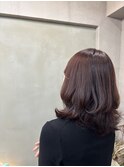 くびれヘア/暗めカラー/アプリコットオレンジ/縮毛矯正