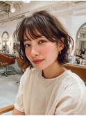 髪質改善/透明感ブラウン/くびれミディ