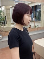 パークレーン アイス イヴェン(park lane ICI yeven)&nbsp;赤髪　ピンクパープル　ダブルカラー　ミニボブ　秋におすすめ