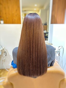 ハロ ハッピーヘアライフ 長居店(Halo happyhairlife) ショートボブくびれヘアアプリコットオレンジタッセルボブ