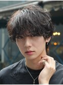 渋谷波巻きパーマメンズカットシャドウパーマヘアマッシュ30代
