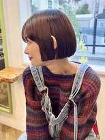 グリーンミドル(GREEN middle)&nbsp;ミニボブ/切りっぱなしボブ/ワイドバング/ピンクブラウンカラー