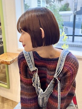 グリーンミドル(GREEN middle) ミニボブ/切りっぱなしボブ/ワイドバング/ピンクブラウンカラー