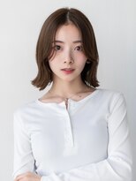 20代30代大人かわいい斜めバングデザインカラーシルキーベージュ
