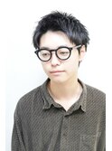 アップバングアッシュブラックカルマパーマベリーショート0506