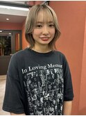 くびれヘアダブルカラー30代40代ウルフカットシースルーバング