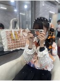 編みカチューシャサイドポニー