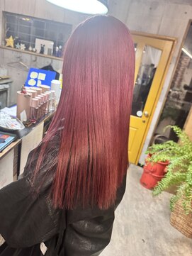 ルーナヘアー(LUNA hair) カシスピンク ブリーチ無しダブルカラー ロング カット 20代30代