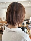 軽めボブ×レイヤーボブ×オレンジベージュ