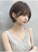 大人ショートブリーチなしショートボブ前髪ありおくれ毛カット☆