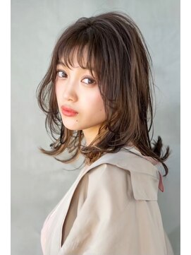 オースティン 調布アミックス(AUSTIN) 大人かわいい前髪セシルカットココアブラウンフリンジウェーブ