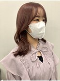 福井 大和田 韓国ヘア ピンクブラウン シースルーバング
