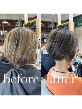 スミカ(sumica) #前下がりショートボブ #白髪ぼかし #ハイライト