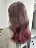 ピンクベージュ×ピンクグラデカラー