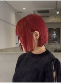 内巻きボブ＋高発色レッド