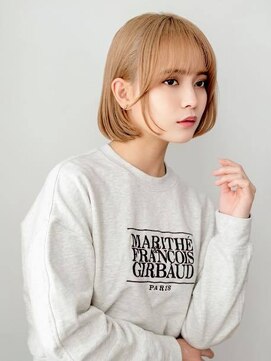 ファーレ ツルミ(Fare tsurumi) 切りっぱなしボブ タッセルボブ 前髪なしボブ オリーブベージュ