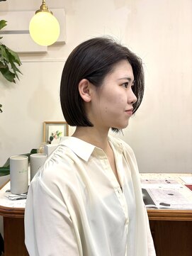 シエン 恵比寿(CIEN) 大人ボブ/オリーブグレージュ/耳掛けショート/切りっぱなしボブ