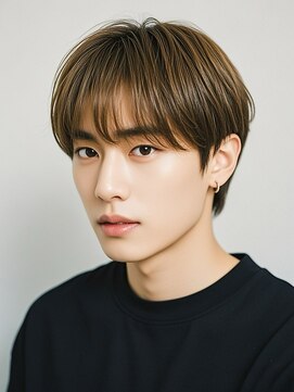 エイチ メンズ(H) オリーブグリーン リバースセンターパート 抜きっぱなしブロンド