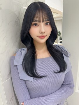 韓国風くびれ艶髪ロング/小顔シースルーバング/前髪/小顔カット