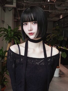 アルバム 渋谷パルコ(ALBUM) ボブ黒髪前髪カット小顔韓国ヘア_F31153