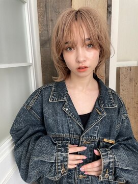 ホネン(honen) 薬院【honen】ハイトーンベージュ×ウルフレイヤーカット