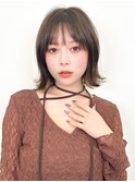 【over hair】くびれボブ×シースルーバング×オリーブベージュ