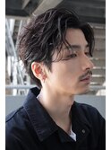 渋谷波巻きスパイラルパーマシャドウパーマメンズセンターパート