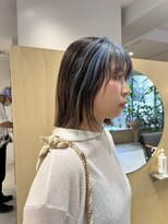 スタン 渋谷(Stam) シアンブルーフェイスカラーハイトーンボブレイヤーブリーチ渋谷