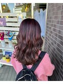ハイライトラベンダーピンクボルドーワインレッドレイヤー