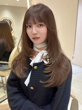 サイン 渋谷(SIGN) 韓国ヘアーハッシュカットレイヤーカットグレージュブリーチ無し