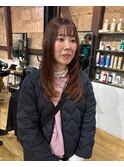 レイヤーカット×オレンジベージュ2.8似合わせカット