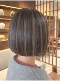 40代50代◎秋カラー◎大人グレージュハイライト×ボブ