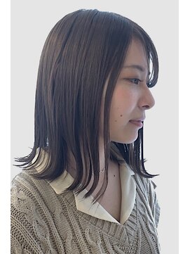 レセ 新松戸deux店(Laissez) 外ハネワンレングス×ハイライトカラー 【レセ新松戸ドゥー店】