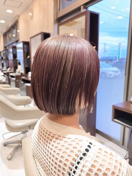 ヘアメイク アリエス 岩切店(HAIR MAKE aries) ピンクグレージュボブ 仙台 岩切 20代 30代 40代 ケアブリーチ