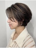 丸みショート・ボブ/丸顔/前髪なし/絶壁解消/20代/30代/長め
