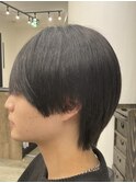 フェザーパーマ/グレーブルーカラー/刈り上げショートパンク