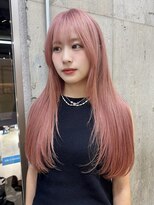 サンク 原宿 表参道(cinq)&nbsp;ミディアムレイヤーストレートロングウルフミルクティーベージュ