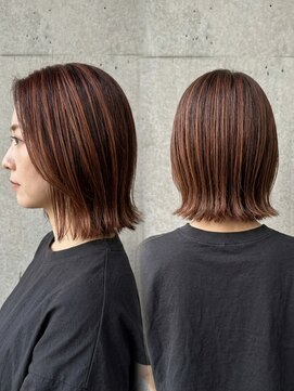 リトマス 二子玉川(litmus) ミディアムレイヤー　レイヤーボブ　ミルクティーベージュ