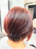 30代40代50代60代/前下がりショートボブ/くびれ/ピンク系カラー