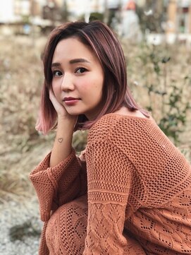 メロウ(MELLOW) ロブ//ブリーチハイライト/ピンク/表参道/原宿/外国人風