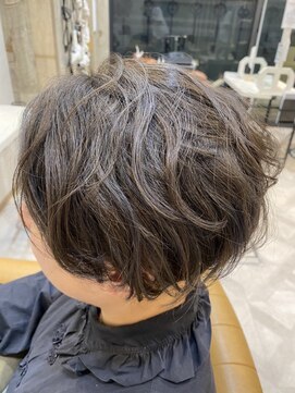 ヘアーサロン キー(Key) くせ毛を活かしたショートバレイヤージュ♪ナチュラルアッシュ
