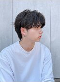 メンズショートヘアセンターパートアップバングパーマK20240509