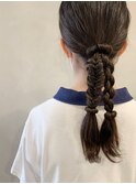 ポニーの編みこみアレンジ