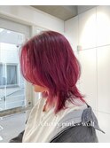 チェリーピンク&ウルフカット