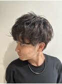無造作ニュアンスツーブロックマッシュパーマ