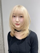 サンク 原宿 表参道(cinq)&nbsp;韓国ヘア顔周りレイヤーカットミディアムレイヤーハイトーンボブ