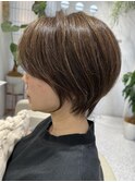 30,40,50代◎白髪ぼかしハイライト/ショート/長め前髪