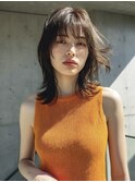 くびレイヤーカット/ボブ/ウルフカット/アプリコットオレンジ