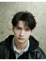 ネイビー(NAVY) ナチュラルセンターパート×王道マッシュ