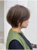 丸顔ショート/ダークブルー/前髪/イメチェン/髪質改善